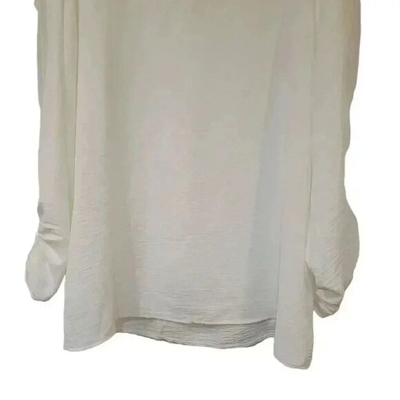 Ott Women's White Poly V-Neck Droop Sleeve Top NEW - Picture 8 of 11